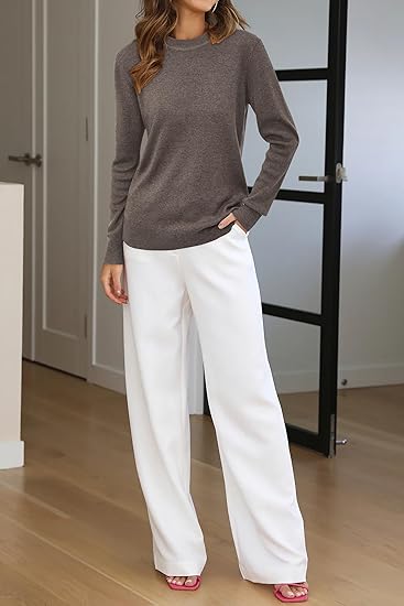 Women's Wool Blend Classic Crew Neck Casual Fall Sweaters