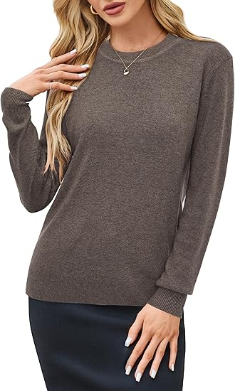 Women's Wool Blend Classic Crew Neck Casual Fall Sweaters